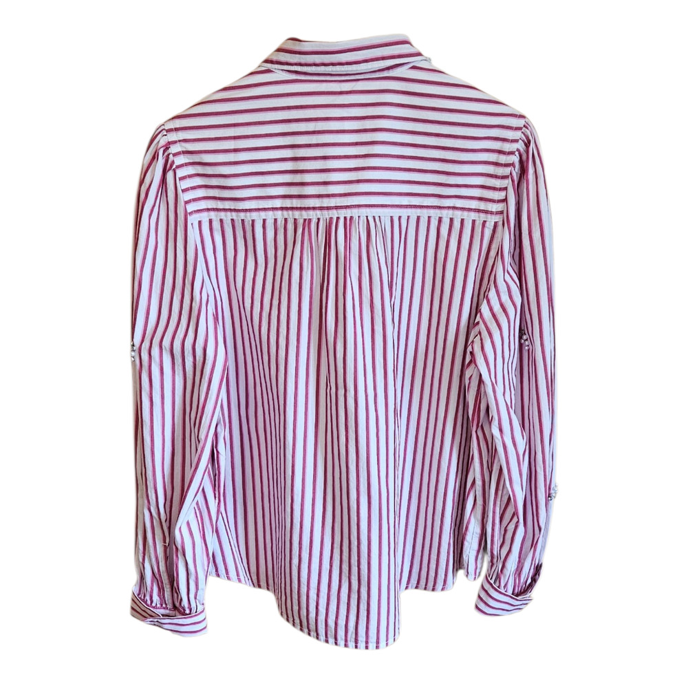Free Assembly Large 12/14 Pink Striped Pearl Rhinestone Embellished Cotton Shirt - Picture 6 of 6